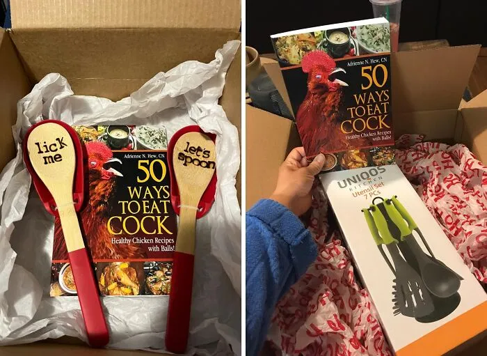This <a Style="Display:inline;" Href="Https://Www.amazon.com/50-Ways-Eat-Cock-Alternatips/Dp/148259143x?ie=utf8&linkcode=ll1&tag=bpswan-20&linkid=0d85d7e405bb84cb23863c59f6f19721&language=en_us&ref_=as_li_ss_tl" Target="_blank"><span Style="Font:inherit;color:#d74b1f;"> "How To Eat Cock" Cookbook  </Span> Will Serve Up Plenty Of Laughs Around The Christmas Tree