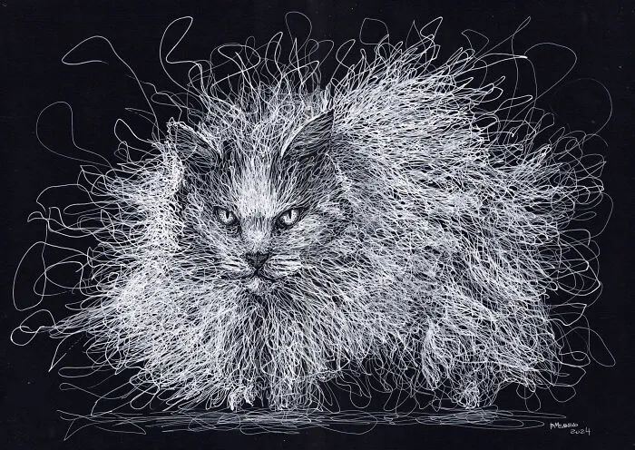 Years Ago, My Daughter Got Me A Sketchbook And I’ve Been Drawing White On Black Ever Since (23 New Pics)
