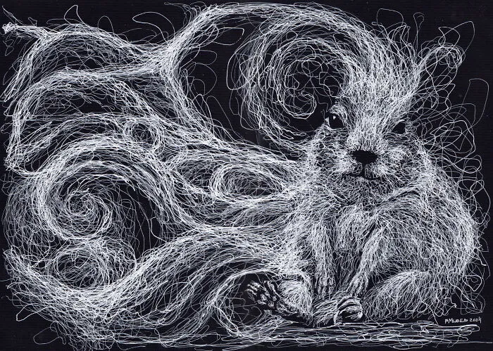 Years Ago, My Daughter Got Me A Sketchbook And I’ve Been Drawing White On Black Ever Since (23 New Pics)