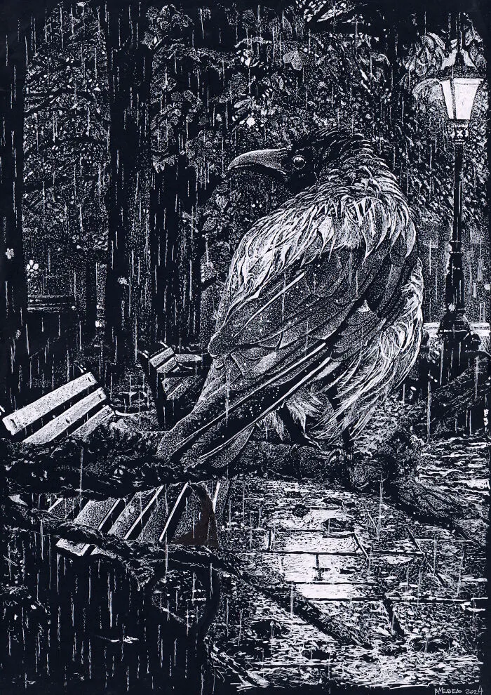 Years Ago, My Daughter Got Me A Sketchbook And I’ve Been Drawing White On Black Ever Since (23 New Pics)