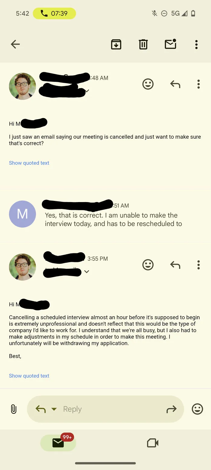 Interviewer Cancelled An Hour Before The Meeting. I Know My Worth