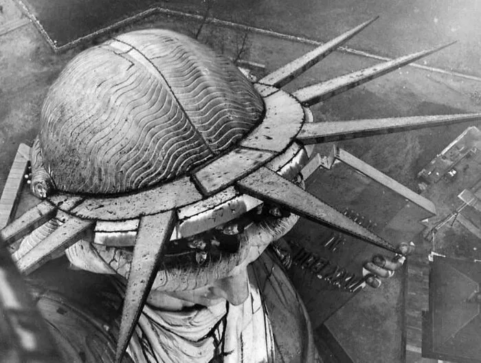A Rare Shot Of The Statue Of Liberty Taken From The Balcony At Its Torch. The Entrance To It Has Been Closed Since 1916