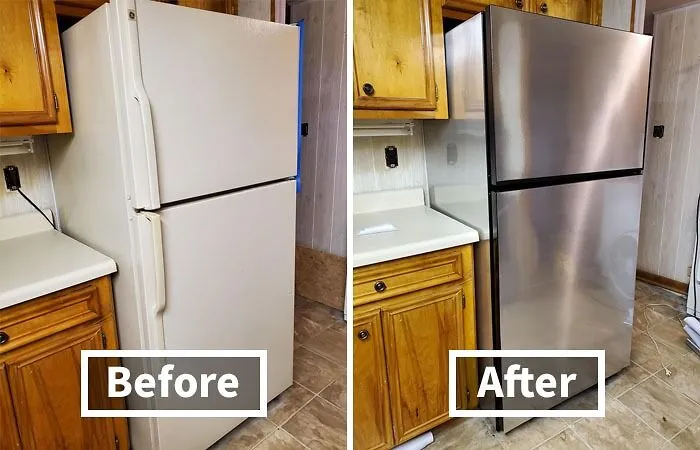Cover Your Fridge In <a Style="Display:inline;" Href="Https://Www.amazon.com/Livelynine-Decorative-Countertops-Dishwasher-Refrigerator/Dp/B07qqb3w2g?ascsubtag=60a416b1e4b014bd0cb1f127%2c-1%2c-1%2cd%2c0%2c0%2chp-Fil-Am%3d0%2c1272%3a1%3b1332%3a1%2c0%2c0%2c0&btn_ref=srctok-97ee797bf3a6633d&th=1&linkcode=ll1&tag=bptapir-20&linkid=ed3a71852e38056ac05c8b195ac38b13&language=en_us&ref_=as_li_ss_tl" Target="_blank"><span Style="Font:inherit;color:#d74b1f;"> Stainless Steel Wallpaper</Span>