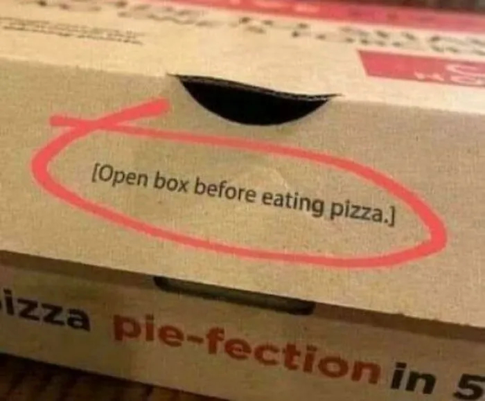 Abrir la caja antes de comerse la pizza
