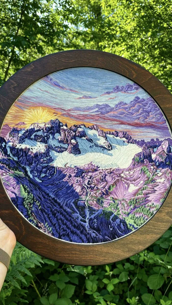 Thread Painting Of The Geri-Freki Glacier On The Olympic Peninsula