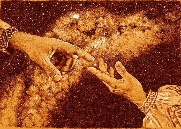 I Made White And Black Dot Drawings On Orange Paper (13 Pics)