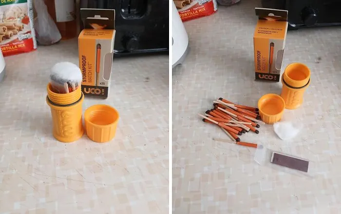 Put Your Matches In A Jar Along With Some Sandpaper, A Great Matchstriker Alternative. Or, Just Invest In A <a Style="Display:inline;" Href="Https://Www.amazon.com/Uco-Stormproof-Waterproof-Matches-Strikers/Dp/B004p5xota?crid=1kyi6nw423du9&dib=eyj2ijoimsj9.tpnm0qvqdoqbmf2giyhd3qtwovu6vj1e6ig98g3453z3lsk4yslwkge_zs-Hcfvpgadmxcrw_4vznptmb6wx5szpphgoct4wvgd0o_ijbvirb4pw8tjihydzluyuo0n_vzqdte__etrixro4zmoi_cxmusmns3fhjssuhfgdbcoomd9zc8ingv1gaa5xquzeziokjeqnvc3temtjlhte43eitzln0mlsgkwo-Yzal4jkaogygc6kpu4iopkvcolltz7fnswhd0xmujfsp0sg7a2fdcvgdu6ojhkslcaajzu.0hqfskkyqdxu2zuqvahu32rpodclgcg25z22vneilbi&dib_tag=se&keywords=waterproof%2bmatches&qid=1721823761&sprefix=waterproof%2bmatc%2caps%2c231&sr=8-5&th=1&linkcode=ll1&tag=bprooster-20&linkid=777c41f121b34c97638dc69d208bf005&language=en_us&ref_=as_li_ss_tl" Target="_blank"><span Style="Font:inherit;color:#d74b1f;"> Uco Stormproof Match Kit </Span> 