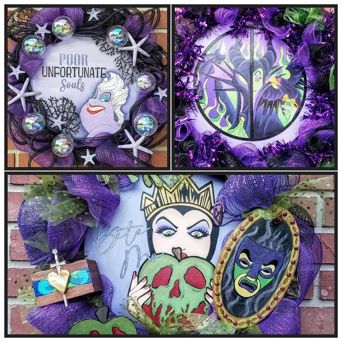 I Made Villains Wreaths With Hand-Painted Poison Apples, Ursula, Maleficent, And The Evil Queen (16 Pics)