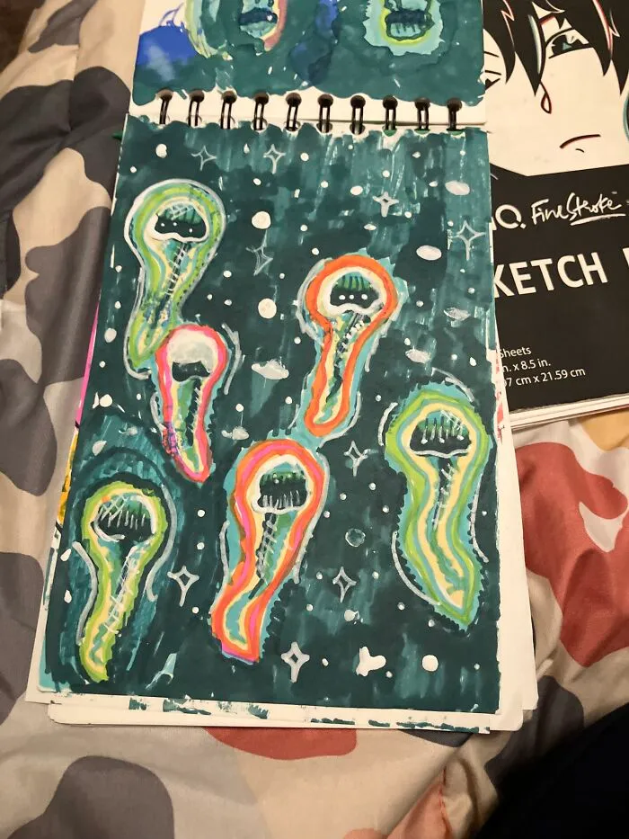 I Made This On My Sketch Book Using A Technique That My Art Teacher Taught Me