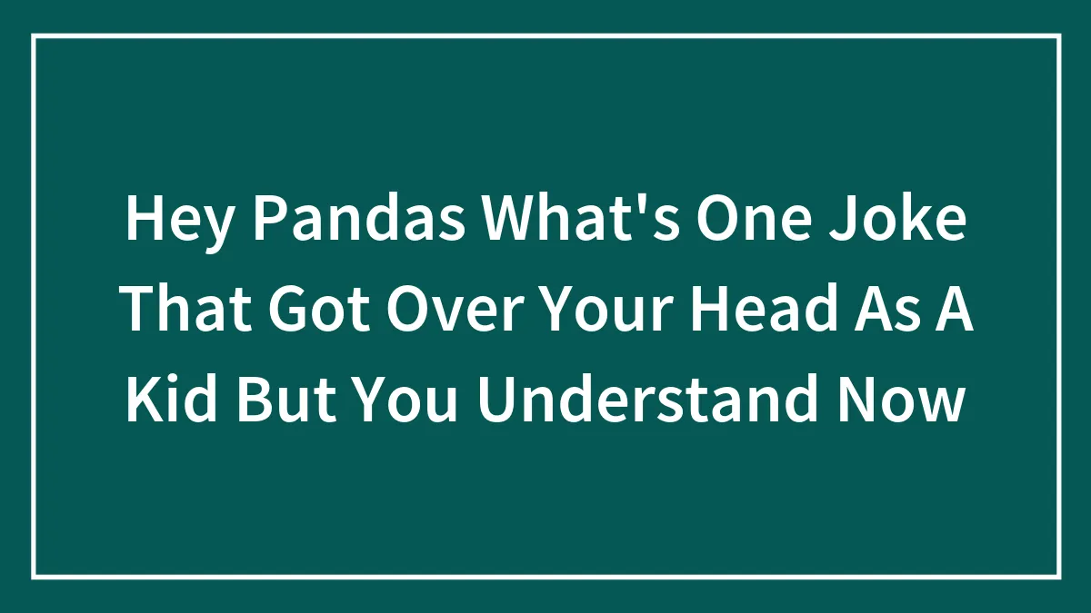 Hey Pandas, What's One Joke That Got Over Your Head As A Kid But You Understand It Now?