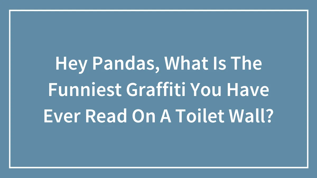 Hey Pandas, What Is The Funniest Graffiti You Have Ever Read On A Toilet Wall?