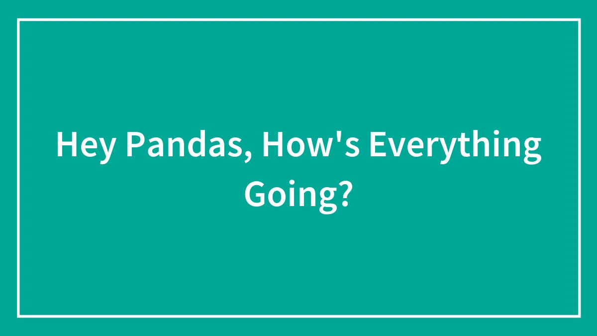 Hey Pandas, How's Everything Going? (Closed)