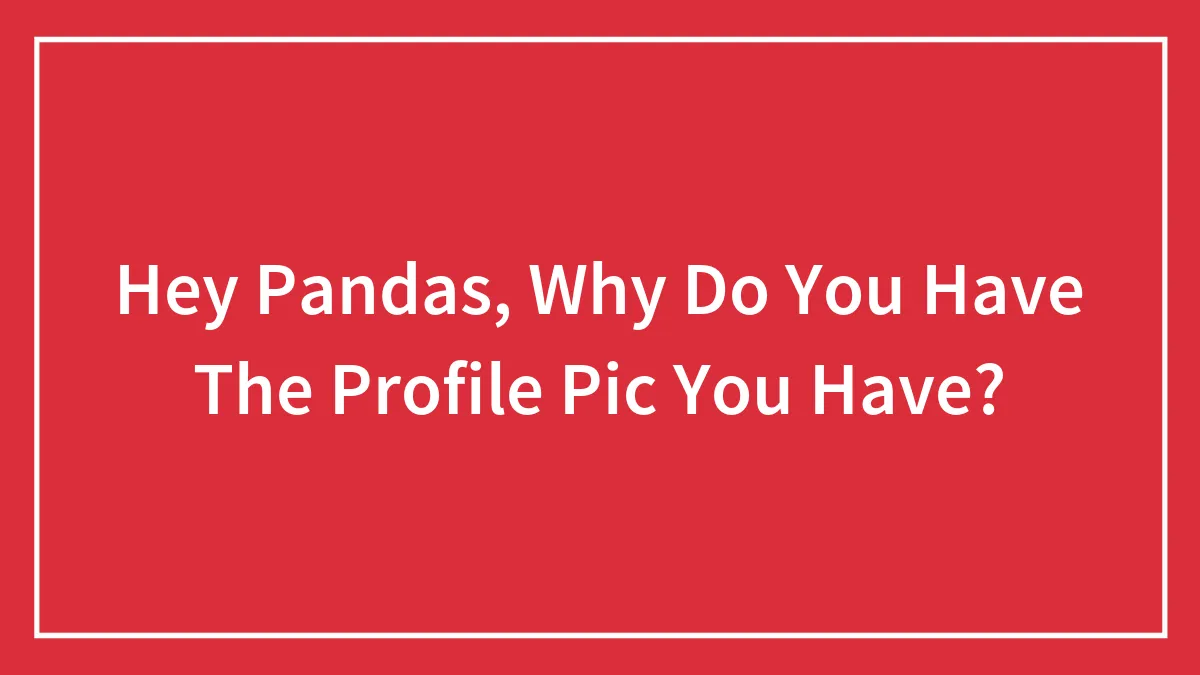 Hey Pandas, Why Did You Choose The Profile Picture You Currently Have? (Closed)