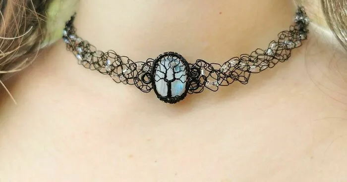 I Made A Wire Crochet Necklace With A Moonstone