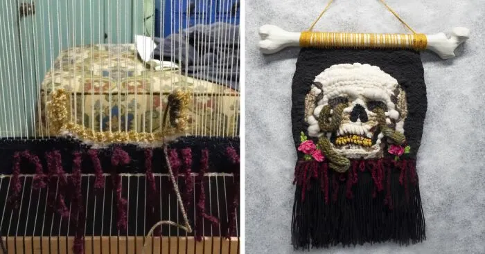 I Am A Beginner Weaver And Here's The "Death" Tapestry I Made