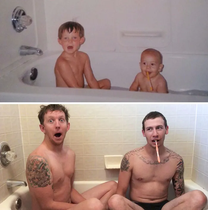 Mi papá dijo que solo quería fotos antiguas de sus hijos para su cumpleaños. Le regalamos una extra