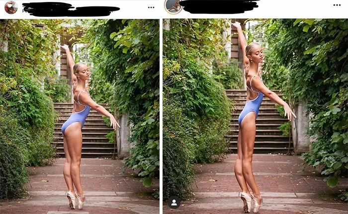 Página del fotógrafo VS página de la modelo