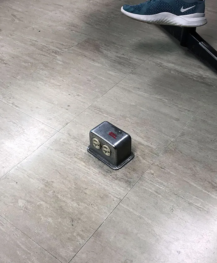 My Classroom Has These Floor Outlets. It's Basically The Toe Stubber 5000