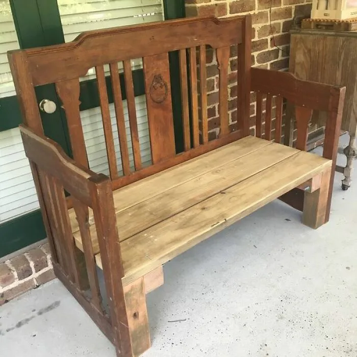 Here's The Great Seat My Clever Husband, Graham, Made From An Old Timber Bed That Had Been Put Out On The Kerb For Council Pickup
