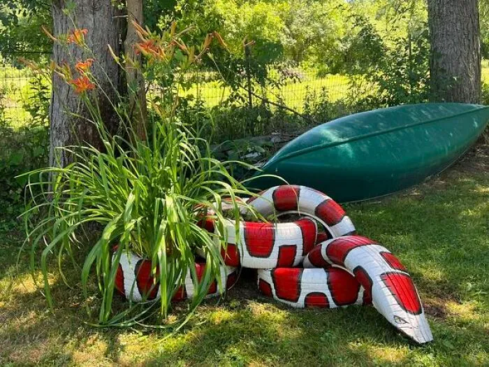 I Used Exterior House Paint To Hand Paint It And It’s Still Holding On Strong. It Is Surprisingly One Of My Favorite Additions To Our Yard Especially Since I’m Terrified Of Snakes
