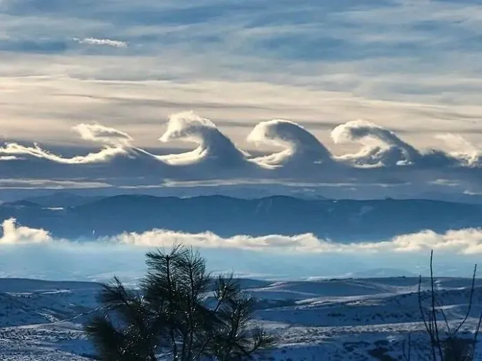 Océano en el cielo. Una nube con forma de ola poco común fotografiada en Wyoming por Rachel Gordon