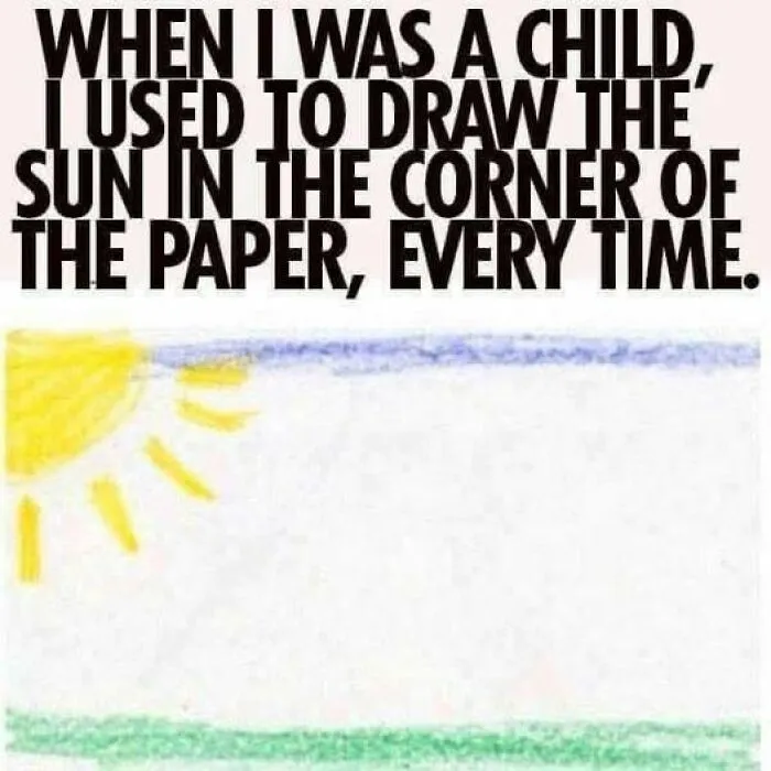 ‘90s nostalgia meme: drawing a sun in the corner of the page, capturing a common childhood memory.