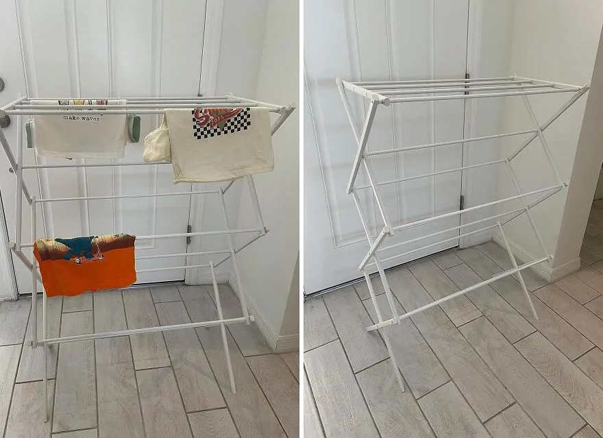"A laundry drying rack. I always was just hanging my laundry all over whatever and I finally bought one, just a sturdy wood one, a couple years ago, now I use it almost every day and will have it forever." - <span Style="Font:inherit;color:#808080"> CatMomLovesWine</Span>