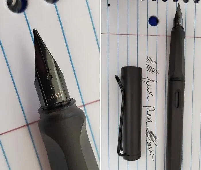 " <a style="display:inline;" href=" https://www.amazon.com/Lamy-Safari-Fountain-Pen-Charcoal/dp/B0002T401Y?crid=1OS7O8R83WAOX&dib=eyJ2IjoiMSJ9.gYKO3beuR5uFb0rkPIeuG2k2xKV_477Gwo0m5pNYhRNTdd90Vf5xd_I2p2LOPAs6MZLPD9ffr4_pwnNrE_A3I8Blx_Y-D8ZQewXtsZypNfp16R_UwH7c87FP7BTJgwdUKrdmvdabe1Al87tV3XzG6NvI1rWUX2YfIC5-qIWS1XKac4hfAUk46-s6MoloWbdQ6jycuQfLnGMlpZpzDLK24mtyuFrt7olEbejgSoxI9soV74pcHsqIzUdHrmsLfFIz-fhS8xmyI95NGROeWlrSd3H_RWk0pgFTRQToJseIWXU.eCzLbK1myQ_mMXiweNMgpGG3Ys3jqkRHjA5jisJ5DyM&dib_tag=se&keywords=Fountain%2Bpen&qid=1722598244&sprefix=fountain%2Bpen%2Caps%2C371&sr=8-7&th=1&linkCode=ll1&tag=bpdove-20&linkId=8f11e6fa8b5617f93d0d020e0c509860&language=en_US&ref_=as_li_ss_tl" target="_blank"><span Style="Font:inherit;color:#d74b1f;"> Fountain pen</Span>. I write for easily a total of an hour per day, and I didn’t realise the amount of strain I was putting on my hand and wrist using biros. Now I can write for hours with no problem." - Backpockettuna