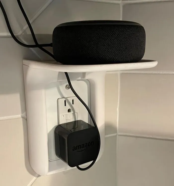 Finally, A Place For Your Alexa To Perch (And Maybe Even Sing A Little Tune). This <a Style="Display:inline;" Href="Https://Www.amazon.com/Wali-Standard-Vertical-Charging-Ols001-W/Dp/B07c757ssy?ie=utf8&th=1&linkcode=ll1&tag=bpstarfish-20&linkid=cbc6c3243d9eae77e7601eaf31223de8&language=en_us&ref_=as_li_ss_tl " Target="_blank"><span Style="Font: Inherit; Color: #d74b1f;"> Wali Outlet Shelf</Span> Is The Perfect Stage For Your Smart Devices