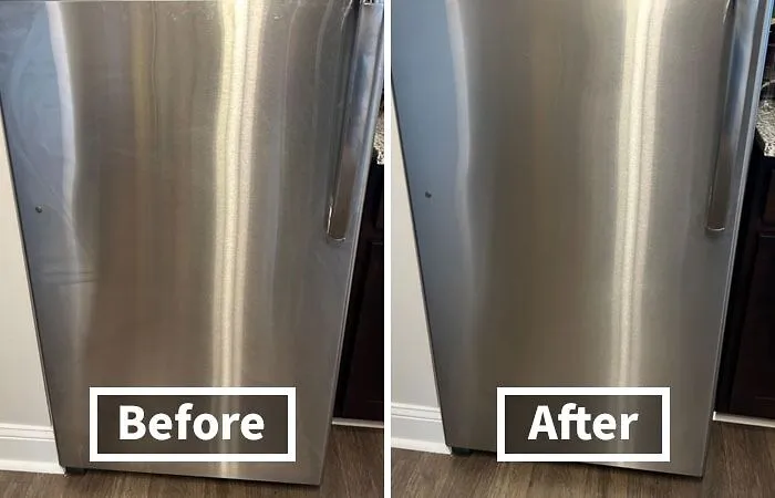 Most Likely To Make Your Fridge Look Brand New: <a Style="Display:inline;" Href=" Https://Www.amazon.com/Therapy-Stainless-Steel-Cleaner-Kit/Dp/B01jzx6k1u?ie=utf8&linkcode=ll1&tag=bpbear-20&linkid=81437376d839f9f0bffc7a0ed0da6675&language=en_us&ref_=as_li_ss_tl" Target="_blank"><span Style="Font: Inherit; Color: #d74b1f;"> Therapy Stainless Steel Cleaner And Polish Bundle</Span>