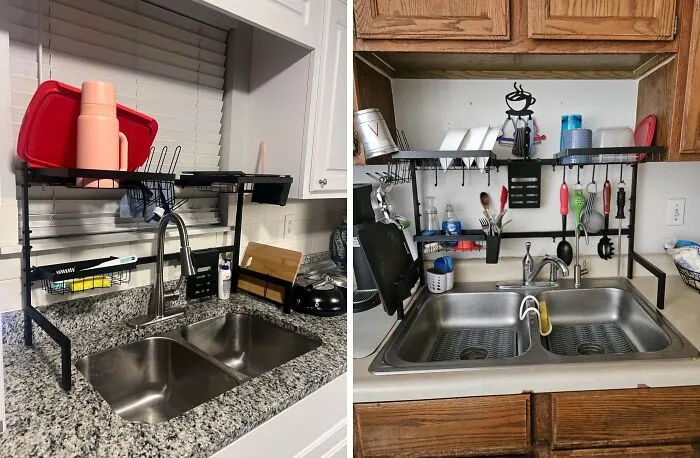 No More Soggy Countertops! This <a Style="Display:inline;" Href=" Https://Www.amazon.com/Dp/B08hxws3t3?th=1&linkcode=ll1&tag=bppenguin-20&linkid=1cf1f70e187c7ec6aa5819cdefdefb09&language=en_us&ref_=as_li_ss_tl" Target="_blank"><span Style="Font: Inherit; Color: #d74b1f;"> Adjustable Dish Rack</Span> Lets You Drip-Dry Dishes Directly Over The Sink