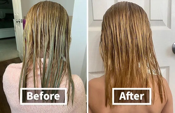 Before: Brassy, Brittle, Chlorine-Damaged Hair That's Crying Out For Help <br><br> After:  <a Style="Display:inline;" Href="Https://Www.amazon.com/Dp/B01kyle17m?ascsubtag=7700644%2c1%2c31%2cd%2c0%2c0%2cbf-Web[…]0e9cb104078da2066679f1cfcdb51&language=en_us&ref_=as_li_ss_tl" Target="_blank"><span Style="Font: Inherit; Color: #d74b1f;"> Malibu C Swimmers Wellness Collection</Span> Dives In To Rescue Your Locks, Leaving Them Soft, Shiny, And Full Of Life Again