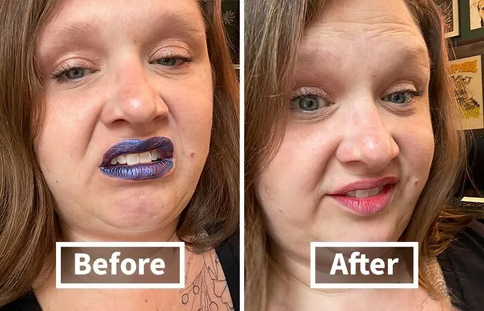 Before: Lips Feeling Naked And Colorless, Ready To Fade Into The Background <br><br> After: <a Style="Display:inline;" Href="Https://Www.amazon.com/Wonderskin-Wonder-Blading-Stain-Reveal/Dp/B093l9yds6?psc=1&linkcode=ll1&tag=bpbobcat-20&linkid=134313a1791ae6c7aff2156fd77b19e9&language=en_us&ref_=as_li_ss_tl" Target="_blank"><span Style="Font: Inherit; Color: #d74b1f;"> Peel Off And Reveal Lip Tint</Span> Unveils A Vibrant, Long-Lasting Stain That Won't Budge