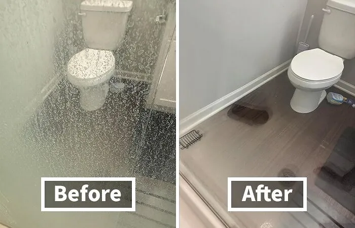 Before: Your Shower Door Looks Like A Frosted Window In A Blizzard. <br><br> After:  <a Style="Display:inline;" Href="Https://Www.amazon.com/Clean-Hard-Water-Stain-Remover/Dp/B01m7t3d99?ie=utf8&th=1&linkcode=ll1&tag=bpbobcat-20&linkid=6e754f2e48485f869c47bb310cb4c4ac&language=en_us&ref_=as_li_ss_tl" Target="_blank"><span Style="Font: Inherit; Color: #d74b1f;"> Bioclean Hard Water Stain Remover</Span> Sweeps In And Your Shower Gleams Like A Gold Medal! 