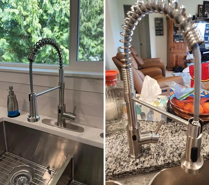 "My   <a style="display:inline;" href="https://www.amazon.com/OWOFAN-Touchless-Kitchen-Hands-Free-Stainless/dp/B0CBV6NV1T?crid=2X5JLOHWCOHBJ&dib=eyJ2IjoiMSJ9.xgAWbkO04NXrK1tDR18YyPMa7g1zZFouS7KrNt_NfkwC8T84iNNrnQuE-_Kov09HAX3IzEe5cwvqJWEoPLtXmlFZ9rPCfqAOAIthOFmnKt6H0Jhv57BlQzTZR0nwJULRu_yRyjwcyMz-nbC9hA0lDx27-PdEU_nuoREj2uXXKXk-QpDSnTWDxqHx8DsJGeDrWJgZX0SW5soTSY8-ZiaGezg0x8sR0ZwGMJPIJvYDWYFKLwjU42LsBUstsWkQipS13JySX7X7xnos_Cec0UuO-Ryk6FYNcFLv1tfD_lSDKaI.DJNbLYOvdLpzvZXR1xwue3gTHw1LjP_MzwOHrC8zbfY&dib_tag=se&keywords=motion%2Bsensor%2Bkitchen%2Bfaucet&qid=1723538107&sprefix=motion%2Bsensor%2Bkitchen%2Bfaucet%2Caps%2C175&sr=8-5&th=1&linkCode=ll1&tag=bpwombat-20&linkId=932b1d19b25bdcc7481990f717178aee&language=en_US&ref_=as_li_ss_tl " target="_blank"><span style="font:inherit;color:#d74b1f;">motion sensor kitchen faucet</span>. I cook a lot and therefore need to wash my hands frequently, Not having to touch a faucet handle when I've been seasoning raw chicken or kneading bread dough brings me joy." - <span Style="Font:inherit;color:#808080">Clearlykate</span>