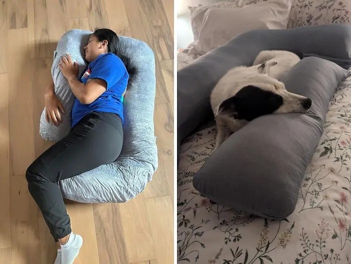 "I have the big   <a style="display:inline;" href="https://www.amazon.com/Pharmedoc-Pregnancy-Pillows-U-Shape-Removable/dp/B0CLQPFWG4?ie=UTF8&th=1&linkCode=ll1&tag=bpwombat-20&linkId=825c3eecfe7bcc5709572b003f29094c&language=en_US&ref_=as_li_ss_tl " target="_blank"><span style="font:inherit;color:#d74b1f;">c-shaped pregnancy pillow</span> from Amazon and it's amazing. (Side sleeper with crappy knees, not pregnant.)" - <span Style="Font:inherit;color:#808080">Introverting_vibes </span>