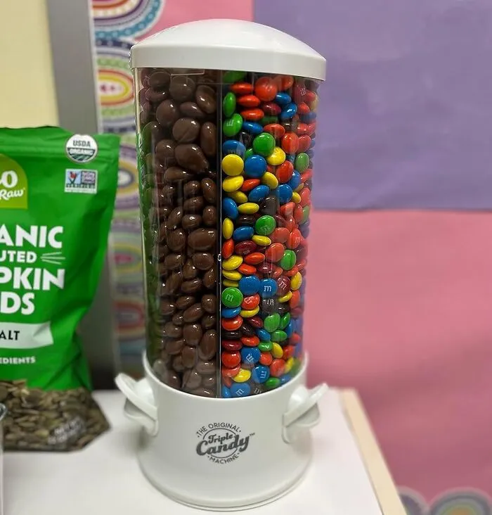 Turn Snack Time Into A Party With This <a Style="Display:inline;" Href=" Https://Www.amazon.com/Handy-Gourmet-Original-Triple-Machine/Dp/B08f84h3km?ie=utf8&th=1&linkcode=ll1&tag=bpiguana-20&linkid=0bf9ee671217b24c6882b7679cb3554a&language=en_us&ref_=as_li_ss_tl" Target="_blank"><span Style="Font: Inherit; Color: #d74b1f;"> Candy & Nut Dispenser</Span> - It's Like A Vending Machine For Your Favorite Treats!