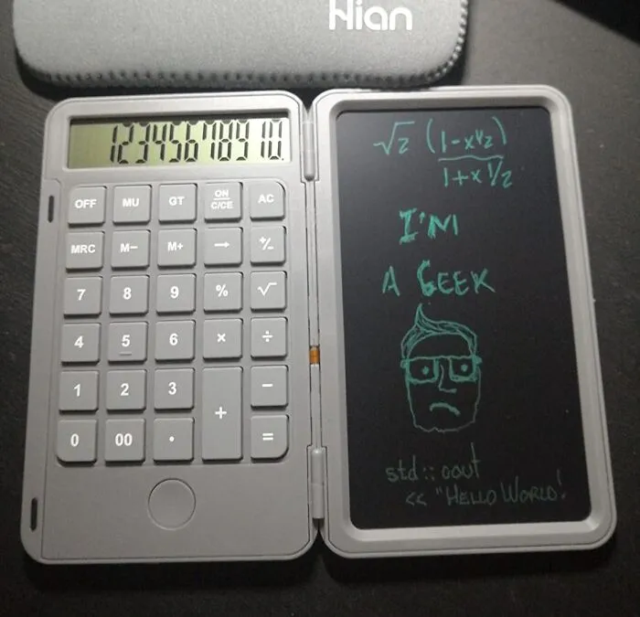 Crunch Numbers And Doodle Masterpieces On This <a Style="Display:inline;" Href="Https://Www.amazon.com/Hion-Calculator-Calcultors-Rechargeable-Multi-Function/Dp/B0929fkwc3?ie=utf8&linkcode=ll1&tag=bpcow-20&linkid=9b2ca7353cae63cbc857bd7587b5220e&language=en_us&ref_=as_li_ss_tl " Target="_blank"> <span Style="Font: Inherit; Color: #d74b1f;"> Large Display Office Desk Calculator With Erasable Writing Table</Span>