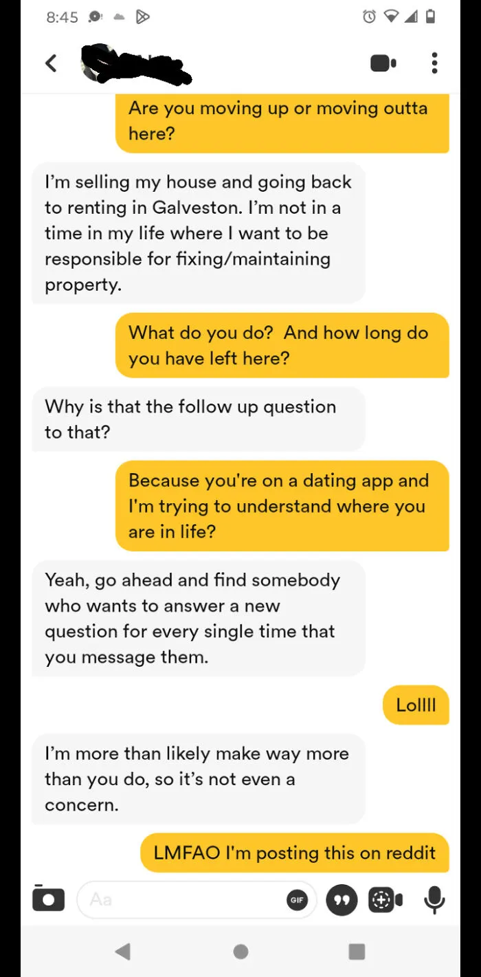 Holy Shit. 5 Minutes Into The Conversation