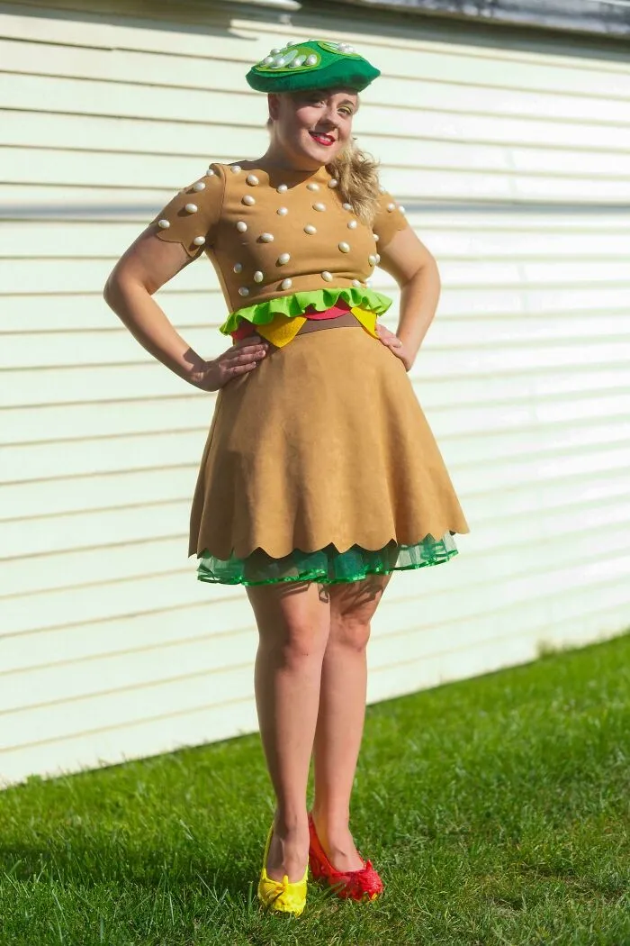 I Made A Cheeseburger Outfit (Complete With Ketchup &amp; Mustard Heels And A Pickle Beret)