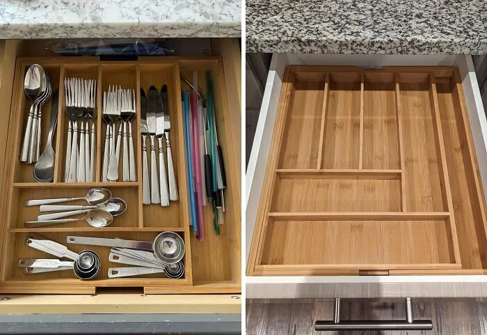 Declutter Your Drawers And Become The Envy Of Marie Kondo Herself With This Expandable <a Style="Display:inline;" Href="Https://Www.amazon.com/Dp/B07srv3sn8?th=1&linkcode=ll1&tag=bpsalmon-20&linkid=cdfeccda73574edfe5f0c15ac924a427&language=en_us&ref_=as_li_ss_tl " Target="_blank">     <span Style="Font: Inherit; Color: #d74b1f;"> Silverware Organizer</Span>