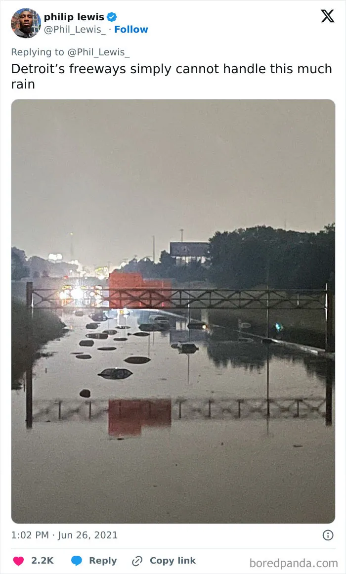 Flooded highway with multiple submerged cars, showcasing extreme weather impact and nature's power on its own terms.