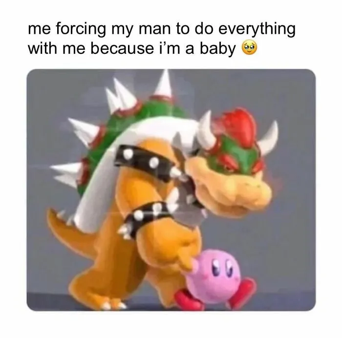 Gaming characters meme forcing partner to do things because of baby mood
