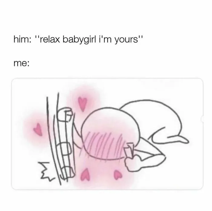 Blushing stick figure meme showing reaction to hearing reassuring words in relationships