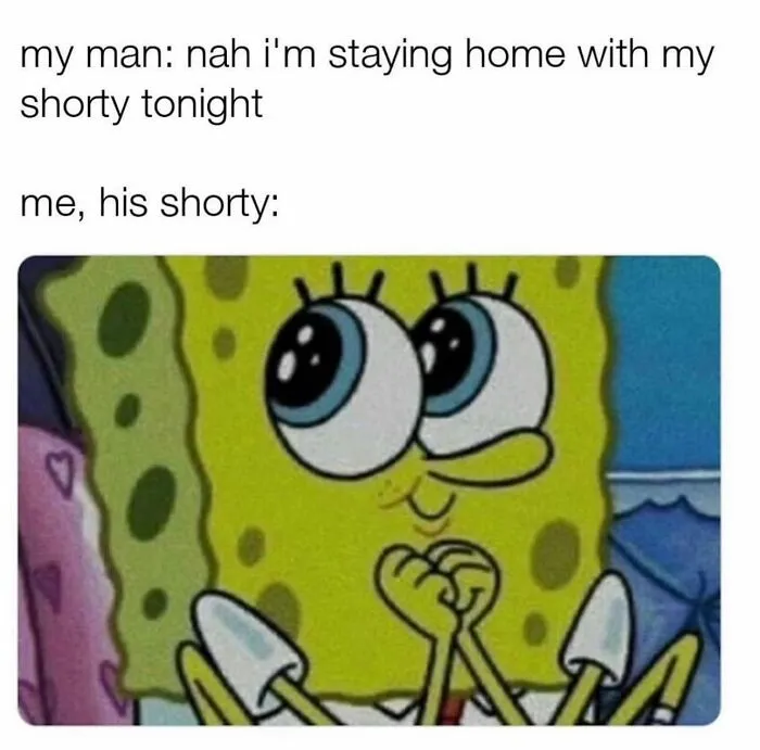 Spongebob excited to stay home with partner in funny relationship meme