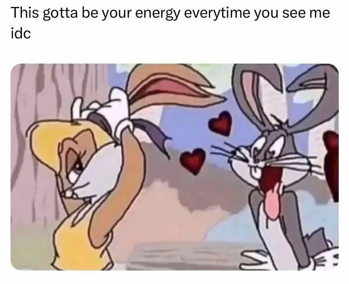 Cute Bugs Bunny meme showing love energy in relationships