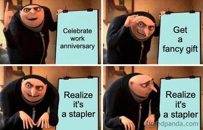 “When You Realize the ‘Fancy Gift’ Is a Stapler”