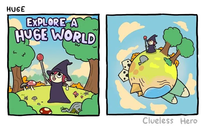 Gamer Humor: 31 Comics About A “Clueless Hero” Created By These Two Artists (New Pics)