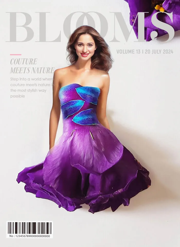 My 30 Dresses Made From Flowers And Other Natural Materials Featured On The Cover Of An Imaginary Magazine