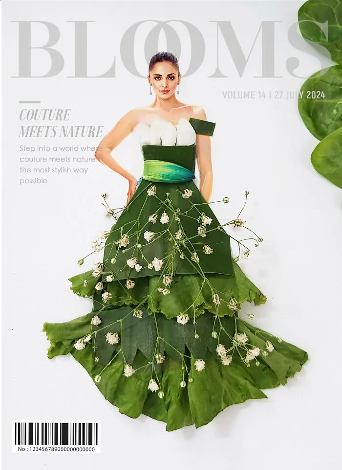 My 30 Dresses Made From Flowers And Other Natural Materials Featured On The Cover Of An Imaginary Magazine